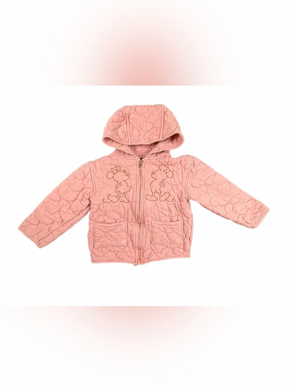 DISNEY Pink Quilted Mickey Hooded Jacket - 5-6Y